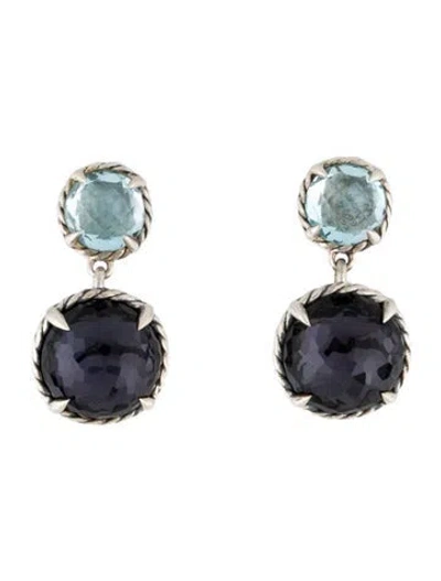 Pre-owned David Yurman Topaz & Black Orchid Châtelaine Double Drop Earrings In Multi