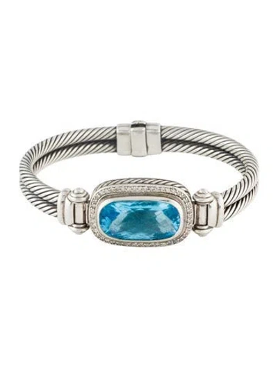 Pre-owned David Yurman Topaz & Diamond Albion Bangle, 6.5" In Multi