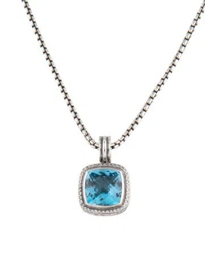 Pre-owned David Yurman Topaz & Diamond Albion Pendant Necklace, 22" In Multicolor