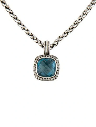 Pre-owned David Yurman Topaz & Diamond Albion® Pendant W/ Wheat Chain Necklace, 18.5" In Multi