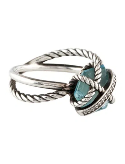 Pre-owned David Yurman Topaz & Diamond Cable Wrap Ring In Multi