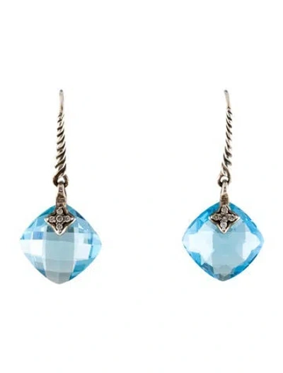 Pre-owned David Yurman Topaz & Diamond Capri Drop Earrings In Multi