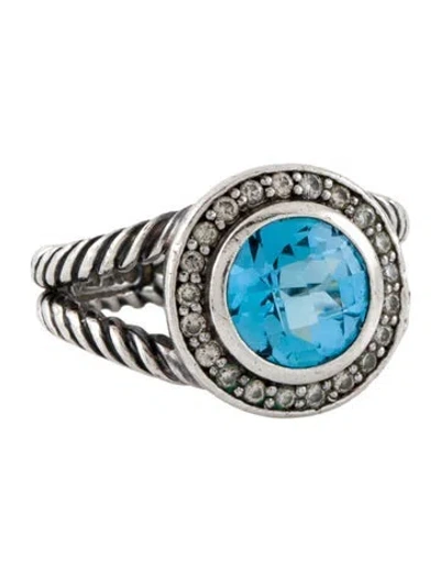 Pre-owned David Yurman Topaz & Diamond Cerise Cocktail Ring In Multi