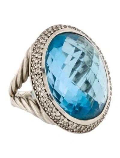 Pre-owned David Yurman Topaz & Diamond Cerise Cocktail Ring In Multi