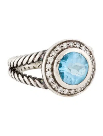 Pre-owned David Yurman Topaz & Diamond Cerise Cocktail Ring In Multi