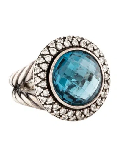 Pre-owned David Yurman Topaz & Diamond Cerise Cocktail Ring In Multicolor