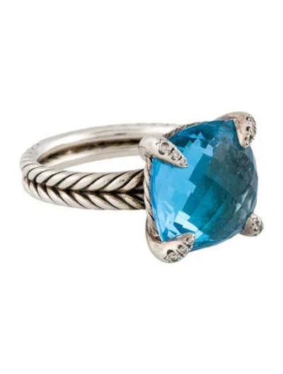 Pre-owned David Yurman Topaz & Diamond Chatelaine Cocktail Ring In Multicolor