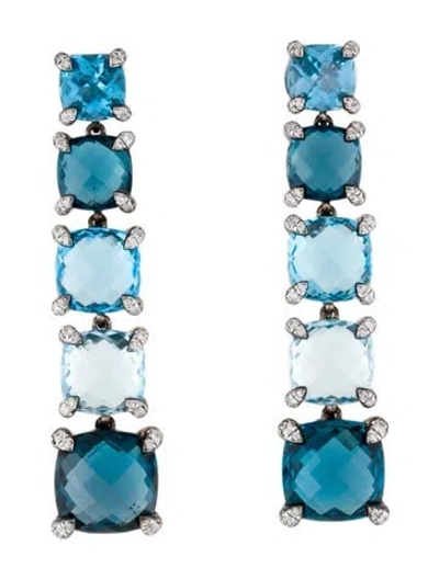 Pre-owned David Yurman Topaz & Diamond Chatelaine Drop Earrings In Multi