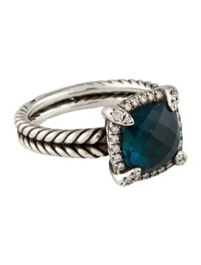 Pre-owned David Yurman Topaz & Diamond Chatelaine Pavé Bezel Ring In Multi