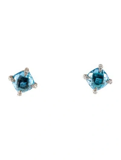 Pre-owned David Yurman Topaz & Diamond Chatelaine Stud Earrings In Multi