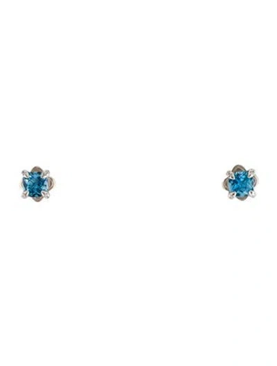 Pre-owned David Yurman Topaz & Diamond Chatelaine Stud Earrings In Multi