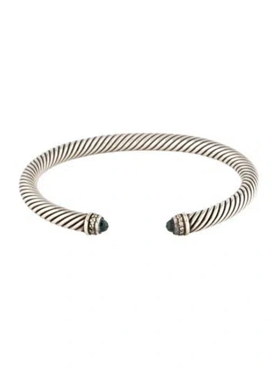 Pre-owned David Yurman Topaz & Diamond Classic Cable Bracelet, 6.5" In Multi