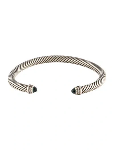 Pre-owned David Yurman Topaz & Diamond Classic Cable Bracelet, 7" In Multi
