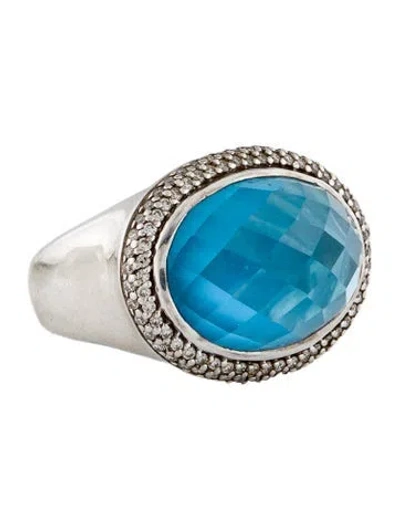 Pre-owned David Yurman Topaz & Diamond Cocktail Ring In Multi