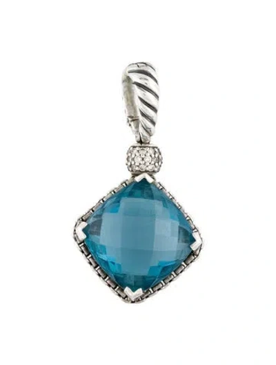 Pre-owned David Yurman Topaz & Diamond Cushion On Point Enhancer Pendant, 1.25" In Multi