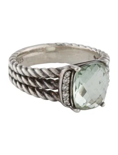 Pre-owned David Yurman Topaz & Diamond Cushion On Point Ring In Multi