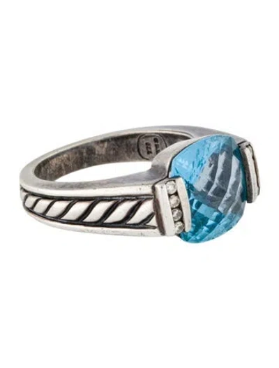 Pre-owned David Yurman Topaz & Diamond Deco Ring In Multi