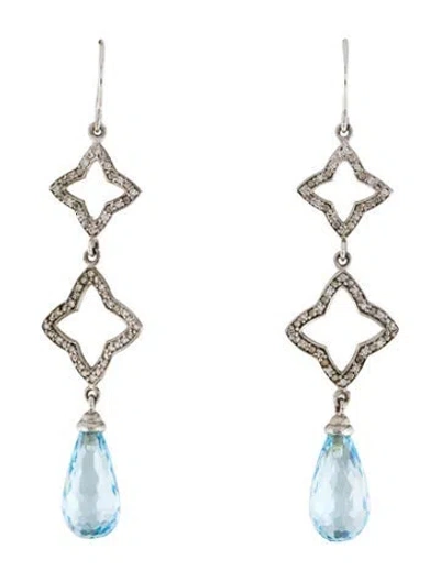 Pre-owned David Yurman Topaz & Diamond Drop Earrings In Multi