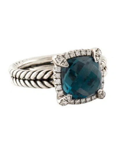 Pre-owned David Yurman Topaz & Diamond Pavé Bezel Ring In Multi