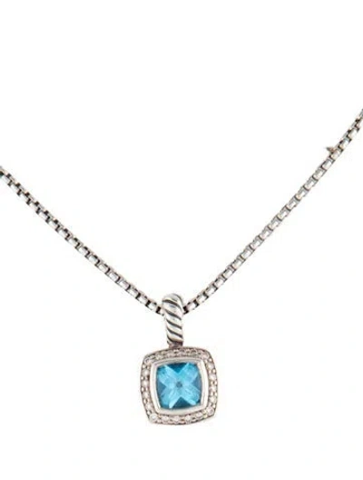 Pre-owned David Yurman Topaz & Diamond Petite Albion Pendant Necklace, 17.5" In Multicolor