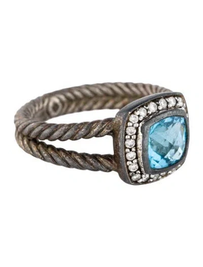 Pre-owned David Yurman Topaz & Diamond Petite Albion Ring In Multi