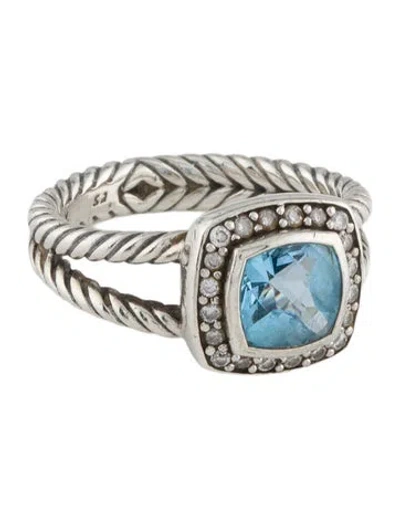 Pre-owned David Yurman Topaz & Diamond Petite Albion Ring In Multi
