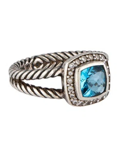 Pre-owned David Yurman Topaz & Diamond Petite Albion Ring In Multi