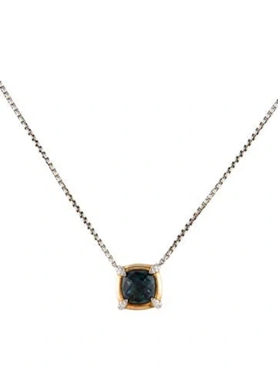 Pre-owned David Yurman Topaz & Diamond Petite Chatelaine Pendant Necklace, 18.25" In Multi