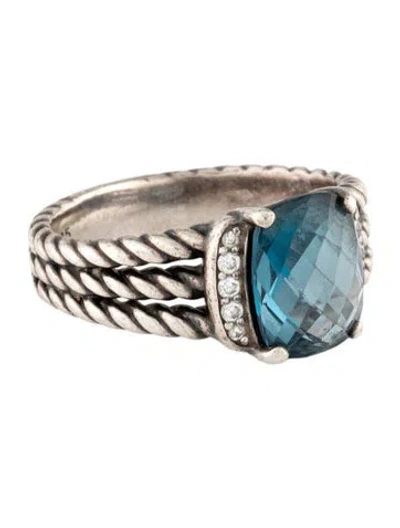 Pre-owned David Yurman Topaz & Diamond Petite Wheaton Cocktail Ring In Multicolor