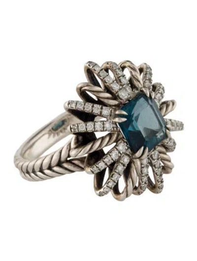 Pre-owned David Yurman Topaz & Diamond Starburst Ring In Multi
