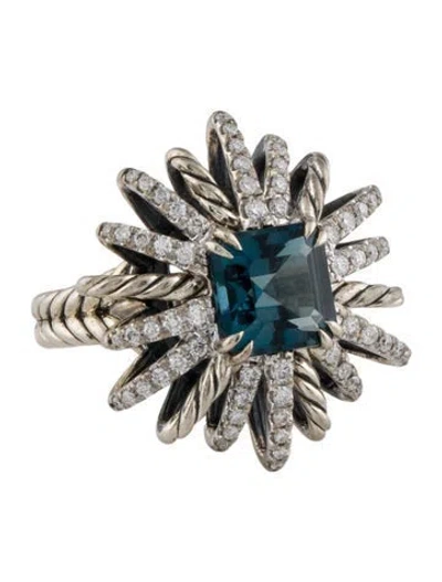 Pre-owned David Yurman Topaz & Diamond Starburst Ring In Multi