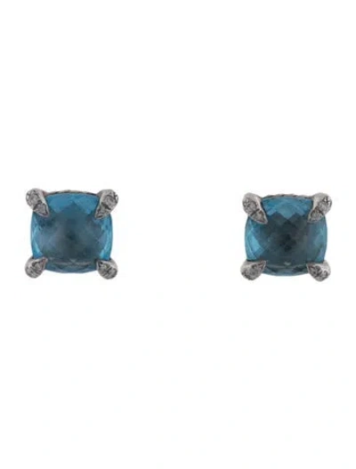 Pre-owned David Yurman Topaz & Diamond Stud Earrings In Multi