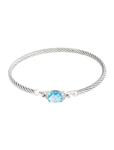 Pre-owned David Yurman Topaz & Diamond Wheaton Bangle Bracelet, 7" In Multi