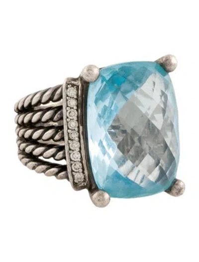 Pre-owned David Yurman Topaz & Diamond Wheaton Ring In Multi