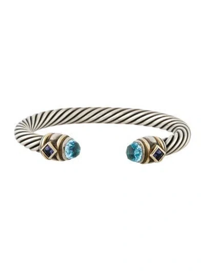 Pre-owned David Yurman Topaz & Iolite Renaissance Cuff Bracelet, 6.75" In Multi