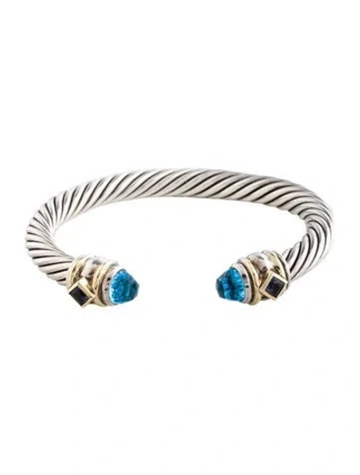 Pre-owned David Yurman Topaz & Iolite Renaissance Cuff Bracelet, 6.75" In Multicolor