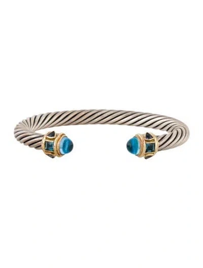 Pre-owned David Yurman Topaz & Iolite Renaissance Cuff Bracelet, 7" In Multicolor