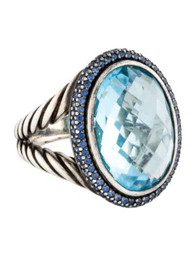 Pre-owned David Yurman Topaz & Sapphire Cocktail Ring In Multicolor