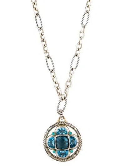 Pre-owned David Yurman Topaz & Turquoise Renaissance Pendant Necklace, 35.75" In Multicolor