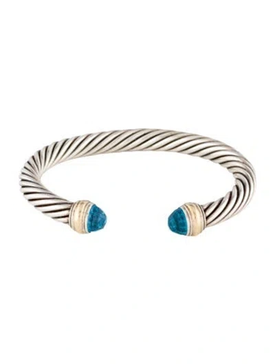 Pre-owned David Yurman Topaz Cable Classic Cuff Bracelet, 6.75" In Multi