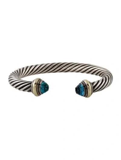 Pre-owned David Yurman Topaz Cable Cuff Bracelet, 6.5" In Multi