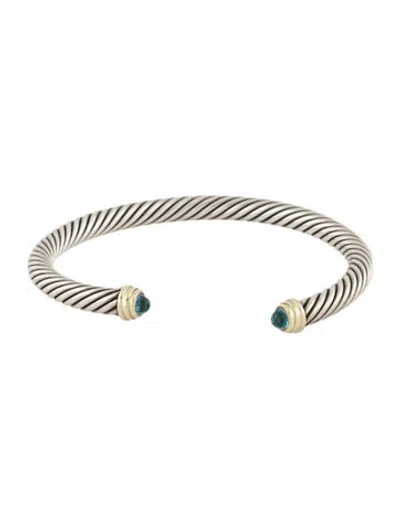 Pre-owned David Yurman Topaz Cable Cuff Bracelet, 6.5" In Multi