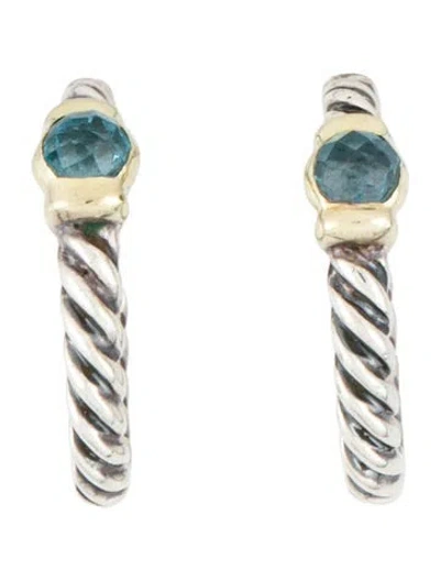 Pre-owned David Yurman Topaz Cable Hoop Earrings In Multi
