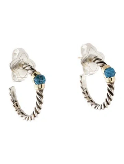 Pre-owned David Yurman Topaz Cable Hoops In Multi