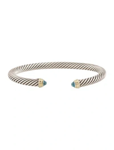 Pre-owned David Yurman Topaz Classic Cable Bracelet, 6.5" In Multi