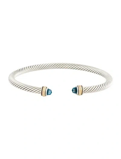 Pre-owned David Yurman Topaz Classic Cable Bracelet, 6.5" In Multi