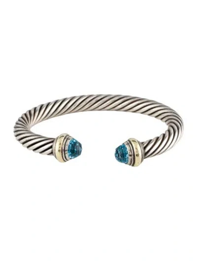 Pre-owned David Yurman Topaz Classic Cable Bracelet, 6.5" In Multi