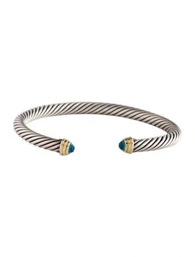 Pre-owned David Yurman Topaz Classic Cable Bracelet, 6.5" In Multi