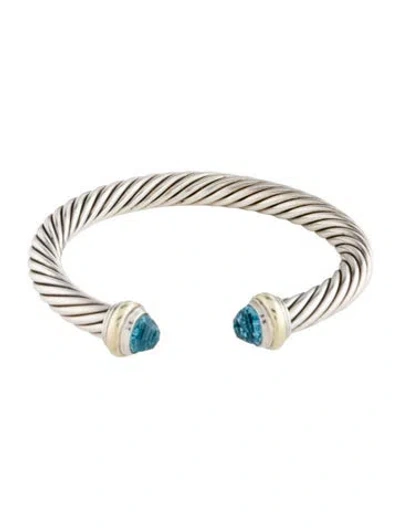 Pre-owned David Yurman Topaz Classic Cable Bracelet, 6.5" In Multi