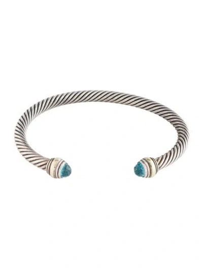 Pre-owned David Yurman Topaz Classic Cable Bracelet, 6.5" In Multicolor